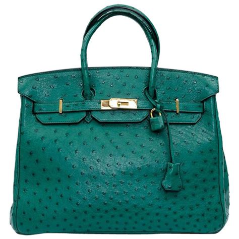 hermes birkin 35 bag in vertigo green ostrich leather